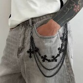 Підвіска, готична оздоба тришарова хрест, хрести, ланцюг, на джинси, сумку, рюкзак,хіпхоп