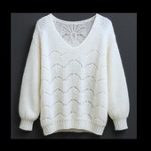 Шикарный мохеровый джемпер, свитер, пуловер, италия, р. оверсайз, 46-52, белый