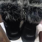 Натуральний замш! Стильні зимові уггі з хутряною опушкою • Натуральний замш