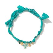 Текстильне, мотузкове намисто, кольє з підвісками корал, рибка, око, сонце, кристал