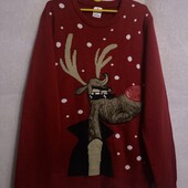 Яркий мужской свитер, новогодний принт