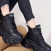 Жіночі чорні зимові кросівки на платформі, 37-42рр, дуже маломірять