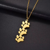 Ланцюжок і підвіска три лапки, слід, сліди, медсталь, позолота 18к