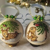 Новорічний декор/іграшки з вишивкою(на вибір)