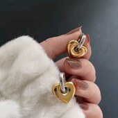 Сережки кільця підвіска серце, в двох кольорах, медсталь, тренд