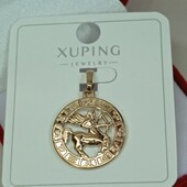 Очаровательный кулон знак зодиака Стрелец. Позолота 585 пробы 18К.