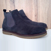 Натуральні замшеві черевики, чоловічі челсі, демі ботинки сірі, весна осінь, р. 45-46