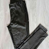 Primark брендовые стильные новые штаны экокожа цвет черный размер евро 40/42