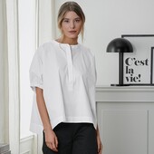 Легка блуза оверсайз з високоякісного бавовняного попліну від tchibo(німеччина) розмір 42 евро