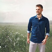 Якісна сорочка з бавовни та льону Livergy Німеччина, розмір М (39/40)