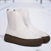 Зима! Натуральная Кожа на овчине! белые/"челси" 36-41р