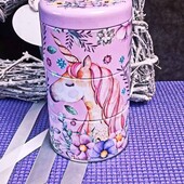 Металлическая трехуровневая шкатулка "Единорог" с канцелярским набором