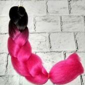 Канекалон Jumbo braid два кольори 60 см термостійкий чорно-рожевий.