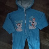 Теплый велюровый комбинезон