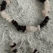 Новинка!Красивый браслет резинка Гранат и Розовый кварц