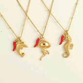 Океанічна серія. Медзолото. Ланцюжок і підвіска на вибір коник, дельфін, медуза, чилі.