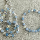 Красивая новинка!Шикарные бусы и браслет резинка!Аквамарин