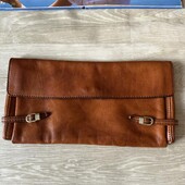 Кожаный рыжий винтажный клатч