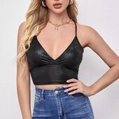 Стильний трендовий топ зі штучної шкіри, L