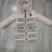 Тёплый зимний пуховик цвета пудры