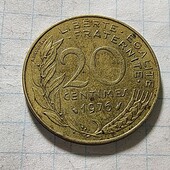 Монета Франції 20 сантимів 1976
