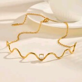 Чокер, кольє, хвильки, циркон, медзолото