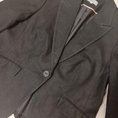 Плюс сайз чорний блейзер з суміші льону