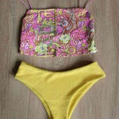 Bershka + Zaful брендовый раздельный купальник бикини верх топ с открытой спинкой размер евро 32/34