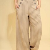 Плюс сайз бежеві широкі брюки паллацо