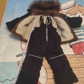 Зимовий комбінезон-комплект • теплий • з хутром єнота • 80–86