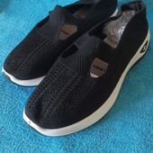 балетки Жіночі балетки без шнурівок - Дихаюча в'язка, зручне взуття для ходьби з гумовою підошво