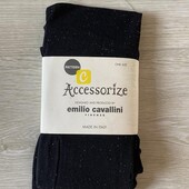 Плотные чёрные колготки с люрексом