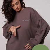 Оливковий світшот трендового oversize крою, з об'ємним рукавом, р.М/L