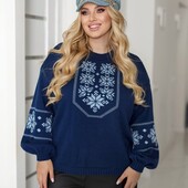 Женский свитер оверсайз с украинским принтом