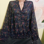 Шикарна нова!блуза Жіноча. Ог104-106 т синя принт.укрп 50%