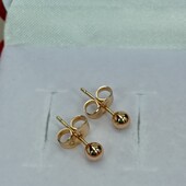 Очаровательные серьги гвоздики шарики. Позолота 585 пробы 18К.