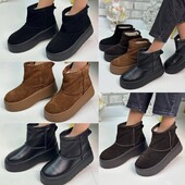 36-41 рр Зимові уггі натуральна замша/шкіра чорний, шоколад, рудий