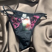 Труси-стрінги стрейч з мереживом, чорні XS