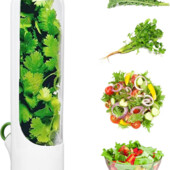 Контейнер для зберігання зелені у холодильнику, органайзер з піддоном для води, 26х6.5 см, білий