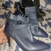 Next uk4 37p сині напівчоботи в новому стані на широку ніжку натуральна шкіра