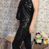 Женский брючный костюм с пайетками 44-46 р-р