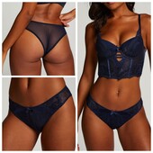Hunkemoller! Мереживні жіночі труси з попкою із сіточки, бразиліани Хл розмір peacoat! Лот 12