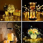 Світлодіодна гірлянда “Роса” на батарейках, 2 м - 20 світлодіодів, колір теплий