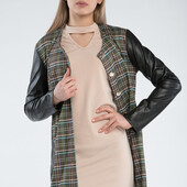 Стильний трикотажний кардиган, рукав штучна шкіра