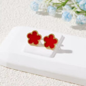 Сережки з п'ятьма листами конюшини, нержавіюча сталь, конюшина, клевер