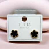 Сережки з п'ятьма листами конюшини, нержавіюча сталь, конюшина, клевер