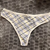 Бавовняні жіночі труси-стрінги в клітинку, S