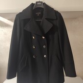 Плюс сайз чорне вовняне пальто