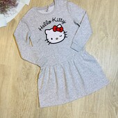 Тепла сукня на флісі для дівчинки 122/128 см сіра хеллов кітті