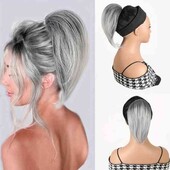 Шиньйон на крабі Global пальмочка Black Mix Gray 25 см.